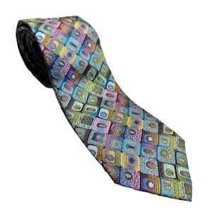 Vintage Missoni Cravatte Silk Tie – Geometric Colorblock Elegance
